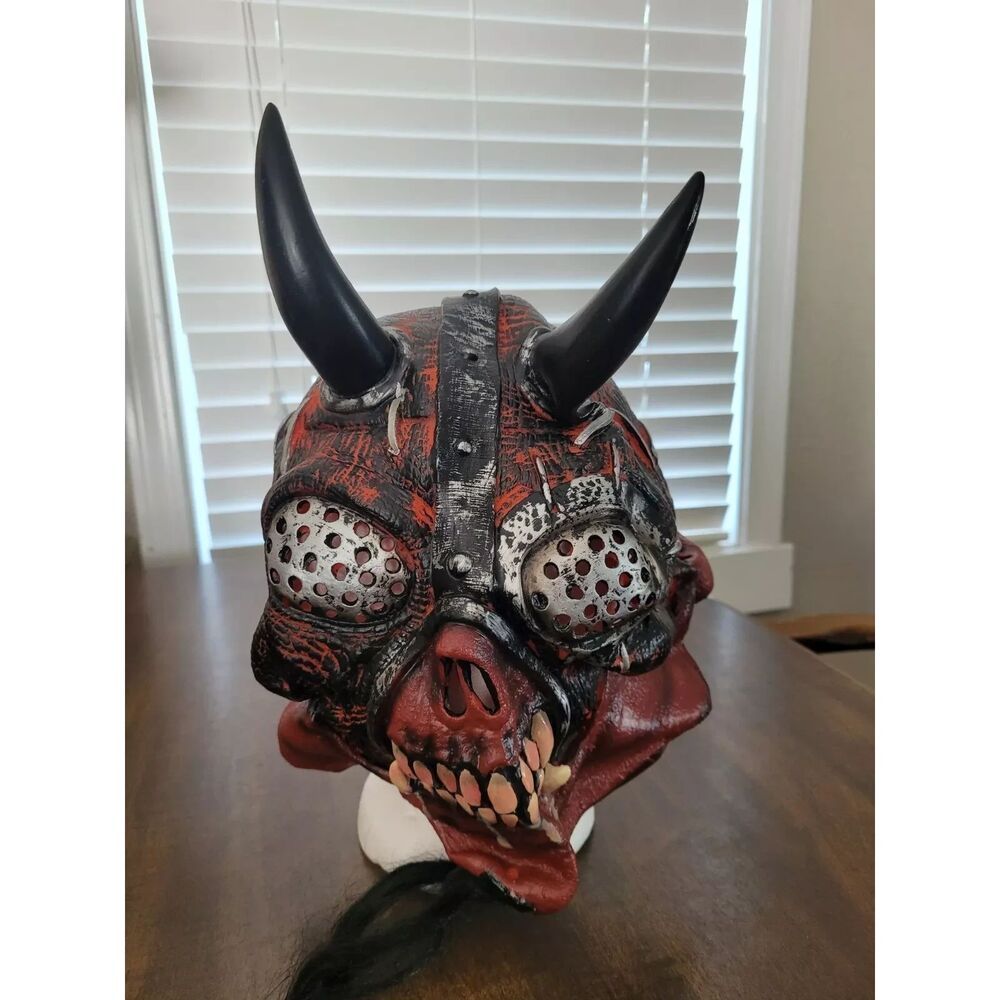 Halloween Vintage Rubber Red Devil w/Horns Vintage Mask Costume Mask